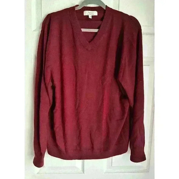 Turnbury Other - Turnbury Sweater Men's Extra Fine Merino Wool V Neck Long Sleeve Pullover L